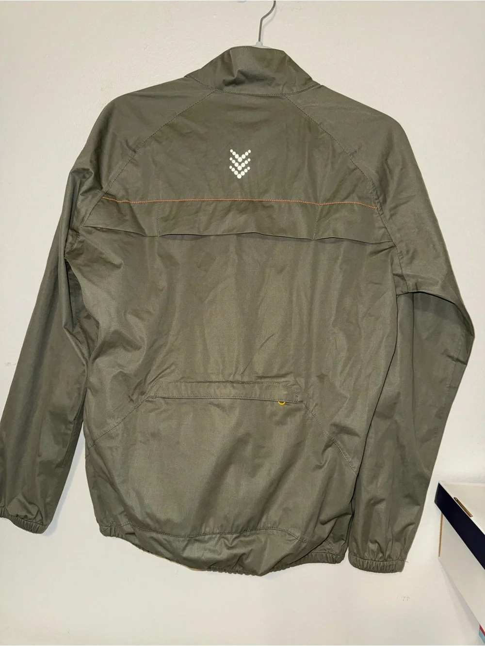 Athletic Olive Green Lightweight Windbreaker Jacket with Yellow Zipper